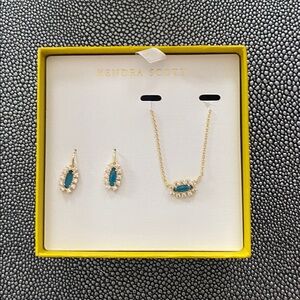 Kendra Scott Gold and Blue green Necklace and Earrings Set no offers